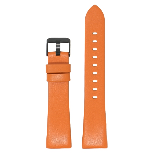 STRAPSCO  Smooth Leather Watch Band Strap for Fitbit Charge 4 - (Black Buckle) In Orange