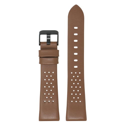 StrapsCo Perforated Leather Rally Watch Band Strap for Fitbit Charge 4 - Tan