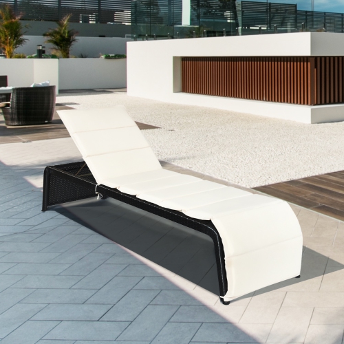 2PCS chaises longue de patio en rotin Dossier réglable Jardin rembourré Costway