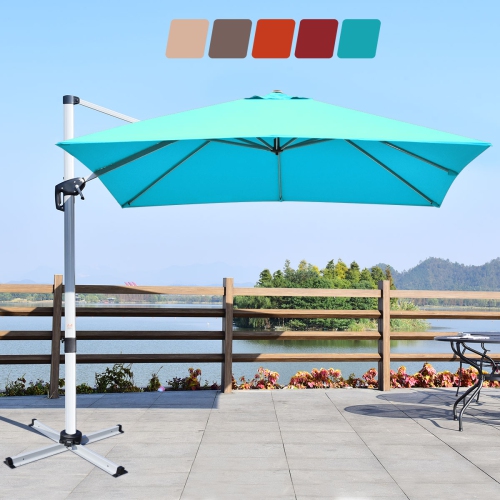 Costway 10Ft Square Patio Offset Cantilever Umbrella 360 Degree Tilt Aluminum