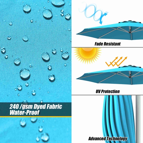 Costway 11' Patio Cantilever Offset Umbrella 360 degrees Rotation Aluminum Tilt Turquoise