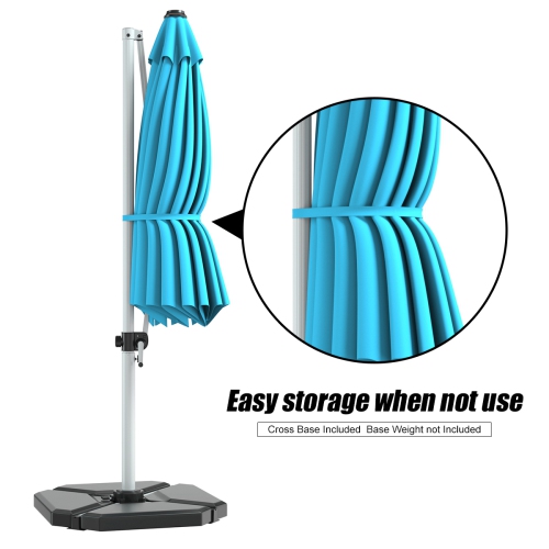 Costway 11' Patio Cantilever Offset Umbrella 360 degrees Rotation Aluminum Tilt Turquoise