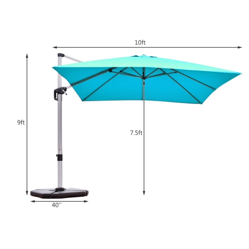 Costway 10Ft Patio Offset Cantilever Umbrella 360 Degree Tilt Aluminum W/Base