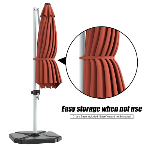 Costway 11' Patio Cantilever Offset Umbrella 360 degrees Rotation Aluminum Tilt Brick Red