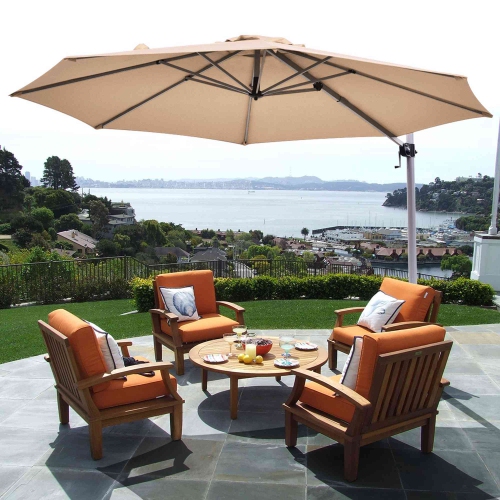 Costway 11' Patio Cantilever Offset Umbrella 360 degrees Rotation Aluminum Tilt Base Beige