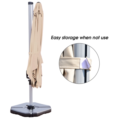 Costway 10Ft Patio Offset Cantilever Umbrella 360 Degree Tilt Aluminum W/Base