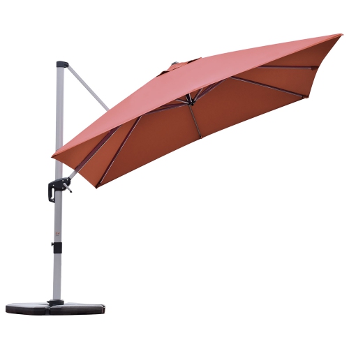 Costway 10Ft Patio Offset Cantilever Umbrella 360 Degree Tilt Aluminum W/Base