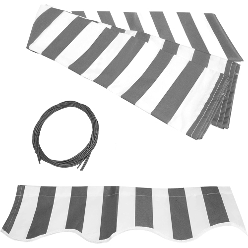 ALEKO AW13X10GREYWHT 13 X 10 Feet Retractable Home Patio Canopy Awning, Grey and White Striped Pattern