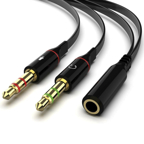 HYFAI Gold Plated 3.5mm Stereo Female to 2 Male Y-Splitter AUX Cable with Separate Headphone/Earphone/Microphone