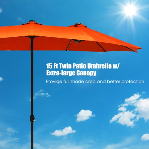 Costway 15ft Patio Double Sided Solar Led Market Umbrella Crank Best Buy Canada