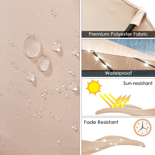 Costway 15Ft Patio Double-Sided Solar LED Market Umbrella Crank