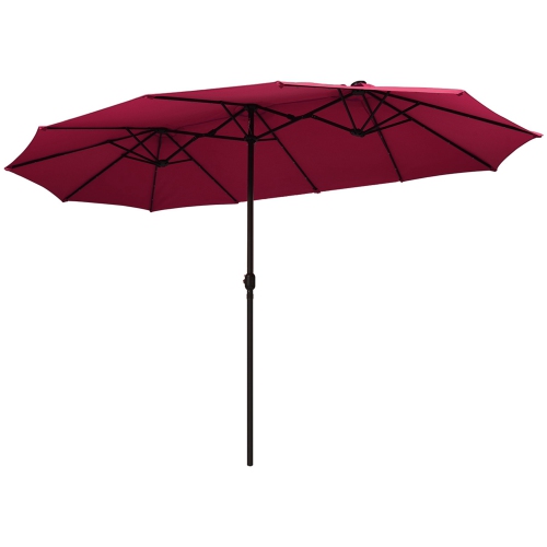 Manivelle de parasol de patio solaire double face de 15 pi LED de Costway