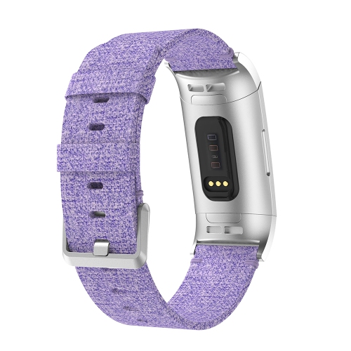StrapsCo Woven Canvas Watch band Strap for Fitbit Charge 4 - Purple