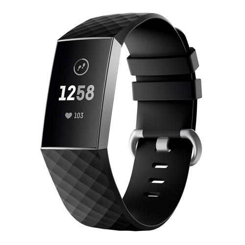 Bracelet remplacement silicone classique de StrapsCo pour charge 4 de Fitbit - court-moyen - Noir