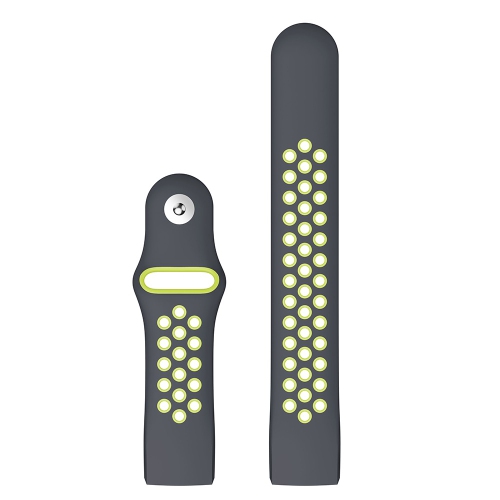 StrapsCo Perforated Two Color Silicone Rubber Watch Band Strap for Fitbit Charge 4 - Short-Medium - Grey & Lime