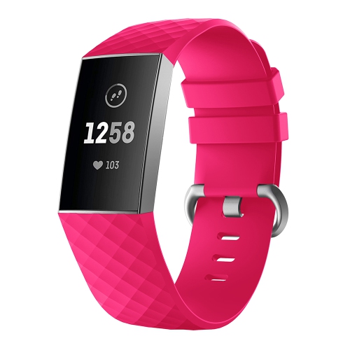 StrapsCo Bracelet de Montre de Remplacement en Caoutchouc de Silicone pour Fitbit Charge 4 - Moyen-Long - Rose