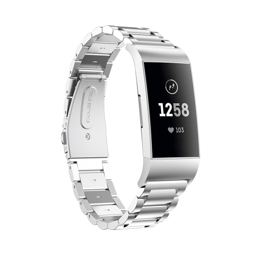 StrapsCo Bracelet de Montre de Remplacement en Chaîne d’Acier Inoxydable pour Fitbit Charge 4 - Argent