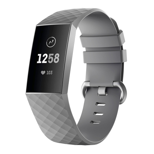 Bracelet remplacement silicone classique de StrapsCo pour charge 4 de Fitbit - court-moyen - Gris