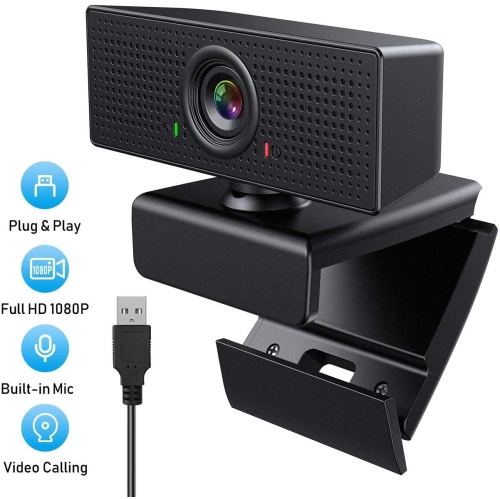 HD Webcam 1080P with Microphone, PC Laptop Desktop USB Webcams, Pro Streaming Computer Camera for Video Calling