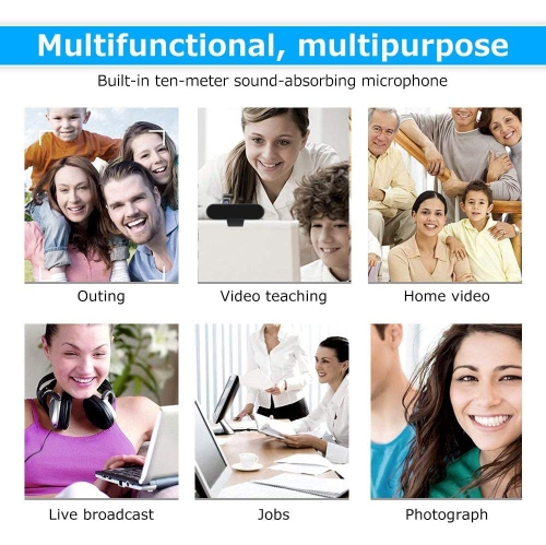 HD Webcam 1080P with Microphone, PC Laptop Desktop USB Webcams, Pro Streaming Computer Camera for Video Calling