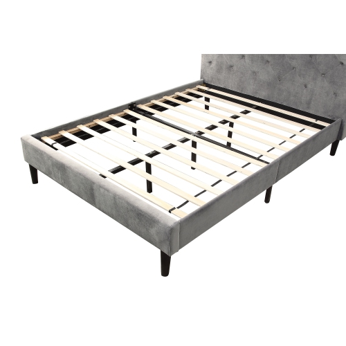 WHI ARMANDO VELVET 60" QUEEN PLATFORM BED - GREY