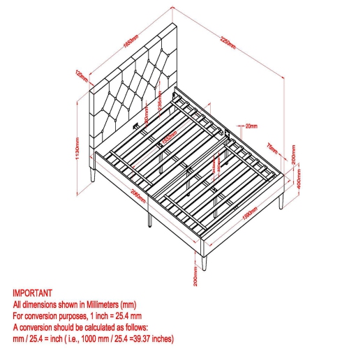 WHI ARMANDO VELVET 60" QUEEN PLATFORM BED - GREY