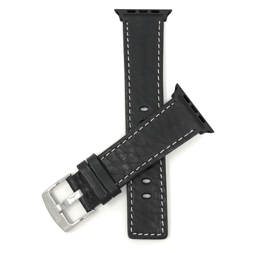 BANDINI  Leather Replacement Watch Strap for Apple Watch Band 42MM (Series 11/10) /41MM / 40MM / 38Mm, Series 11 10 9 8 7 6 5 & Se - / In Black