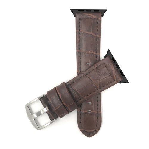 Bandini Leather Replacement Watch Strap for Apple Watch Band 46mm / 49mm / 45mm / 44mm / 42mm Series 11 10 9 8 7 6 5 SE, Ultra 3 2 1 - Alligator