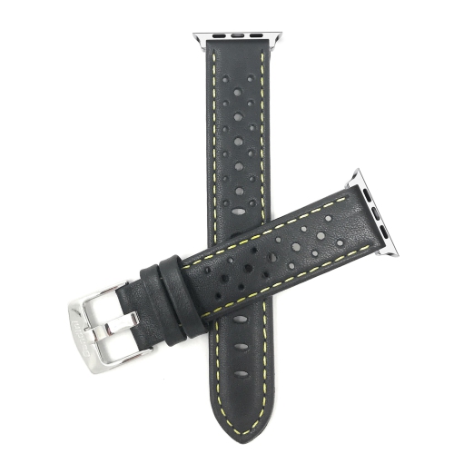 BANDINI  Leather Replacement Watch Strap for Apple Watch Band 46Mm/49Mm/45Mm/44Mm/42MM (Series 3), Series 12 11 10 9 8 7 6 5 Se, Ultra 3 2 1 - Rally