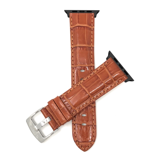 BANDINI  Leather Replacement Watch Strap for Apple Watch Band 42MM (Series 11/10) /41MM / 40MM / 38Mm, Series 11 10 9 8 7 6 5 Se - Alligator Pattern