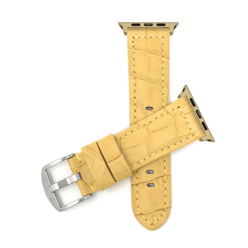 Bracelet de montre en cuir de Bandini pour Apple Watch Band 42&nbsp;mm/41&nbsp;mm/40&nbsp;mm/38&nbsp;mm série 11 10 9 8 7 6 5 SE - Motif alligator -