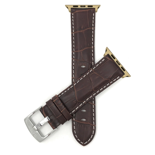 Bandini Leather Replacement Watch Strap for Apple Watch Band 46mm / 49mm / 45mm / 44mm / 42mm, Series 11 10 9 8 7 6 5 SE, Ultra 3 2 1 - Alligator