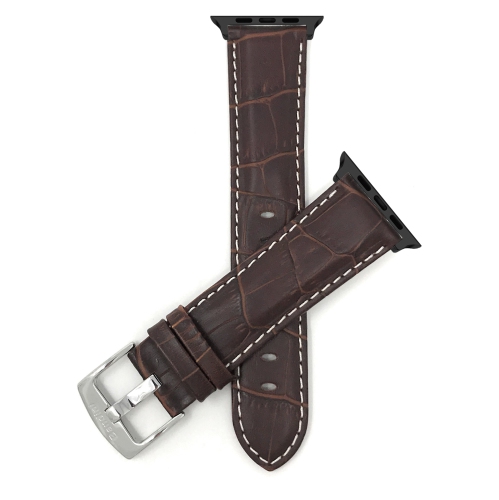 BANDINI  Leather Replacement Watch Strap for Apple Watch Band 42MM (Series 12/11/10) /41MM / 40MM / 38MM Series 12 11 10 9 8 7 6 5 Se - Alligator