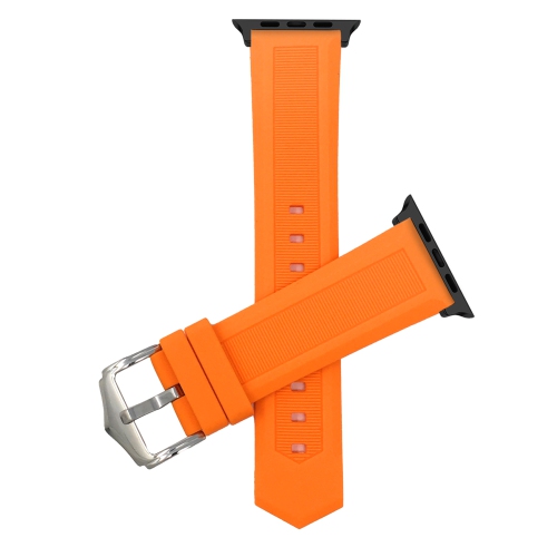 Bandini Silicone / Rubber Watch Strap for Apple Watch Band 42mm /41mm / 40mm / 38mm, Series 10 9 8 7 6 5 4 3 & SE, Waterproof, Orange / Black