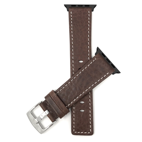 Bandini Leather Replacement Watch Strap for Apple Watch Band 42mm / 44mm, Series 6 5 4 3 2 1 - Brown / Black