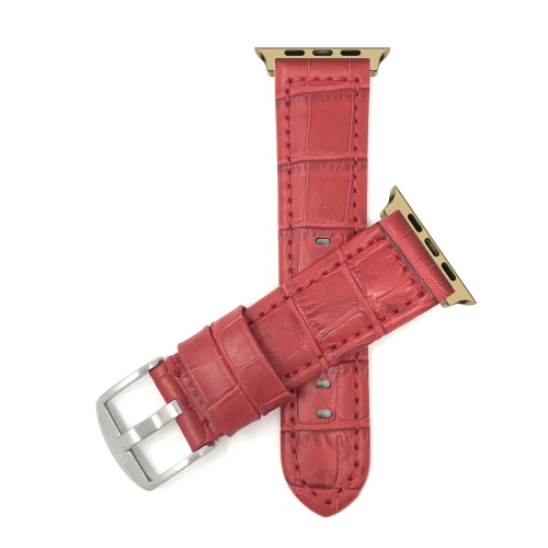 BANDINI  Leather Replacement Watch Strap for Apple Watch Band 42MM (Series 12/11/10) /41MM / 40MM / 38Mm, Series 12 11 10 9 8 7 6 5 & Se - Alligator