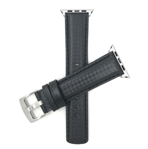 BANDINI  Leather Replacement Watch Strap for Apple Watch Band 42MM (Series 12/11/10) /41MM / 40MM / 38Mm, Series 12 11 10 9 8 7 6 5 & Se, Carbon