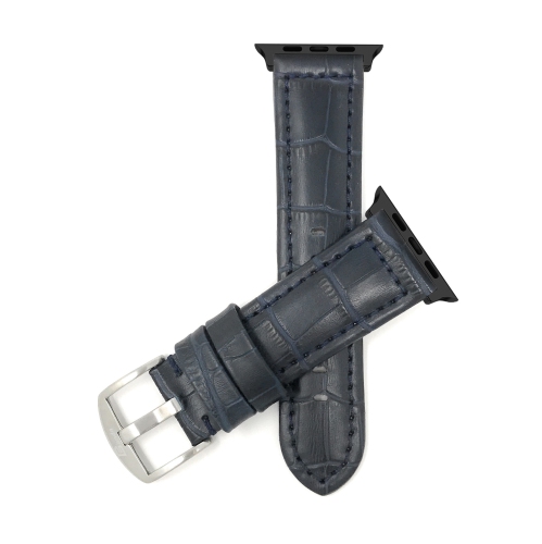 Bracelet en cuir de Bandini pour Apple Watch Band 42&nbsp;mm/41&nbsp;mm/40&nbsp;mm/38&nbsp;mm, Series 11 10 9 8 7 6 5 & SE, bleu marine/noir