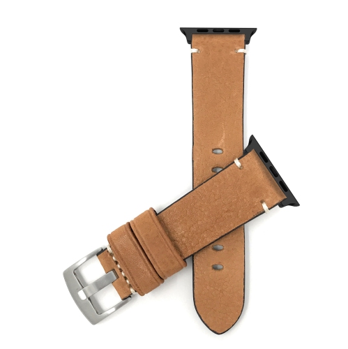 Bandini Leather Replacement Watch Strap for Apple Watch Band 38mm / 40mm, Series 6 5 4 3 2 - Vintage Distressed - Tan / Black