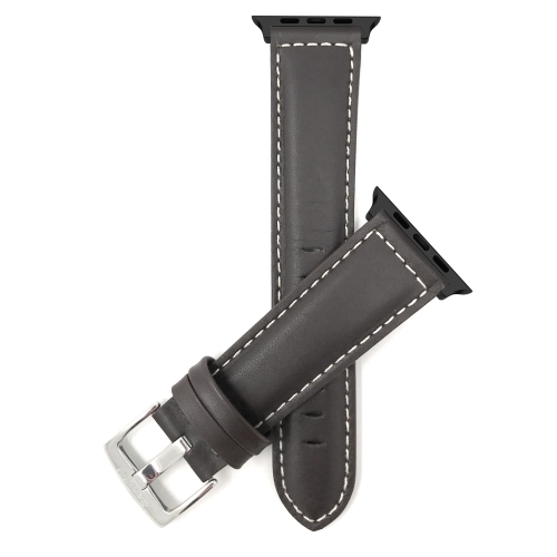 Bandini Extra Long Leather Replacement Watch Strap for Apple Watch Band 42mm / 44mm, Series 6 5 4 3 2 1 - Brown / Black