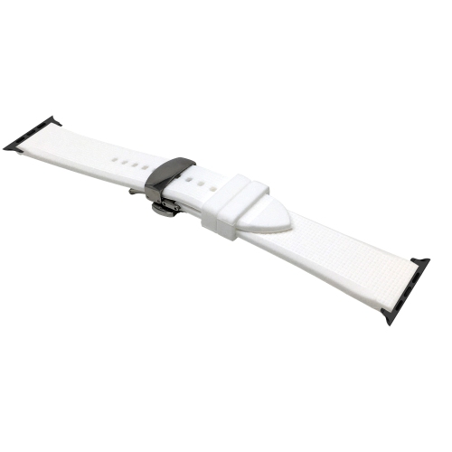 BANDINI  Silicone / Rubber Watch Strap for Apple Watch Band 42MM (Series 11/10) /41MM / 40MM / 38Mm, Series 11 10 9 8 7 6 5 & Se, Deployment Clasp /