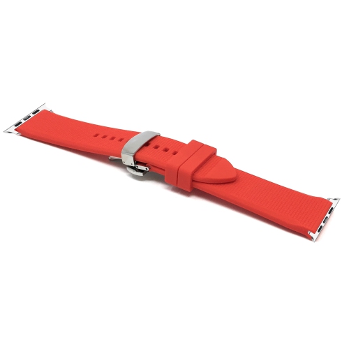 BANDINI  Silicone / Rubber Watch Strap for Apple Watch Band 42MM (Series 11/10) /41MM / 40MM / 38Mm, Series 11 10 9 8 7 6 5 & Se, Deployment Clasp /