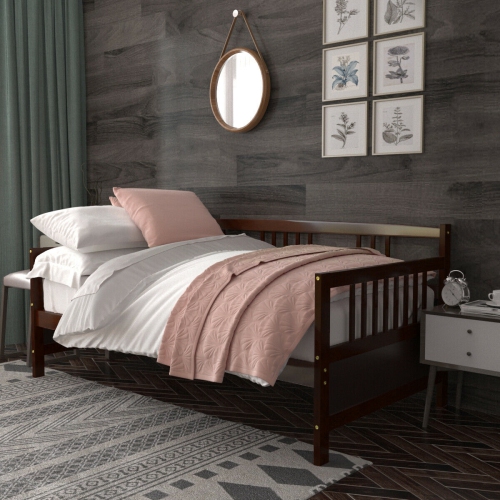 Gymax Cadre deCanapé-lit Double Solide avec Rails