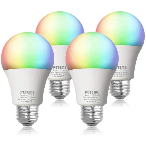 4 Pack WiFi Smart Color LED Light Bulb for Amazon Alexa/Google Home App Control