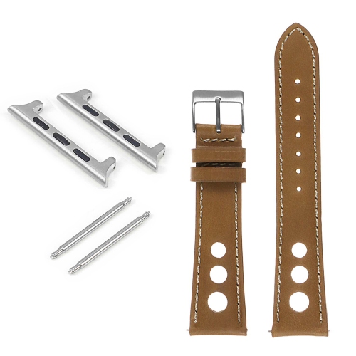 DASSARI Carrera Distressed Leather GT Rally Watch Band for Apple Watch - 38mm - Beige