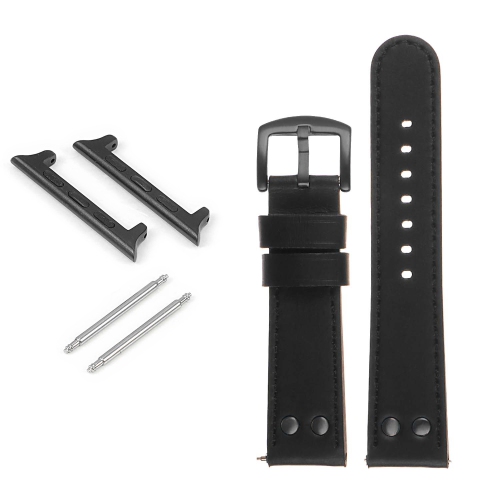 DASSARI  Pilot Leather Watch Band W/ Matte Rivets for Apple Watch - 44MM - In Black