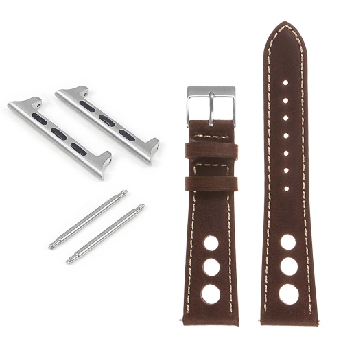 DASSARI Carrera Distressed Leather GT Rally Watch Band for Apple Watch - 40mm - Brown