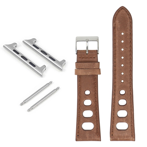 DASSARI Bracelet de rallye en cuir vieilli pour Apple Watch - 44mm - Rouille