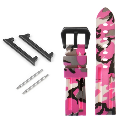 StrapsCo Camo Silicone Watch Strap with Matte Black Pre-V Buckle for Apple Watch - 42mm - Pink Camo