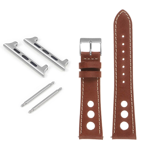 DASSARI Carrera Distressed Leather GT Rally Watch Band for Apple Watch - 44mm - Rust